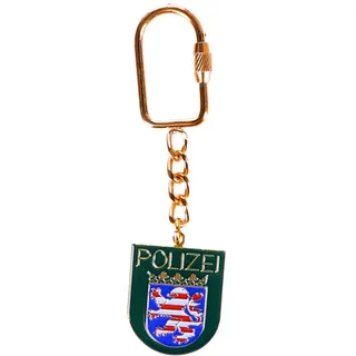 RescPol Schlüsselanhänger Polizei Hessen Wappen grün (Kette) - 3 cm x 10 cm