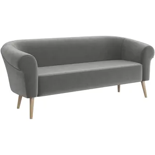 MEBLINI Mini Sofa 3-Sitzer für Wohnzimmer - Mini Lounge für DREI Personen - Küchensofa - Sofa Klein - Emilia - 3 - Hellgrau Samt