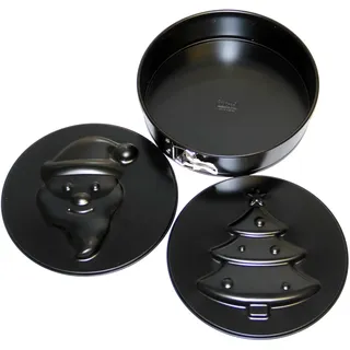 sopomarkt24 Springform X- Mas 3 in 1 Backform mit Flachboden Weihnachten Torten & Kuchenform mit Deckel antihaftbeschichtet & tropfsicher Made in Germany Rund 26 cm