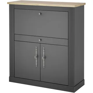 Sekretär OTTO HOME "Westminster, PC-Schrank mit klappbarer Tischplatte, Schreibtisch", dunkelgrau, B:109cm H:120cm T:43cm, Sekretäre, Sekretär, Home-Office-Schreibtisch, Monitor-/Laptopfach, mit Kabelkanal