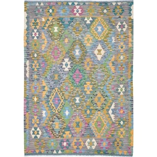 Orientteppich Kelim Afghan Himalaya 128x182 Handgewebter Orientteppich, Nain Trading, rechteckig, Höhe: 3 mm beige|grau
