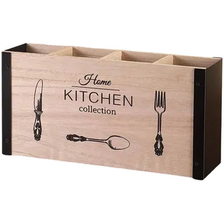 Yqqhrbm Besteckkasten Aus Holz, Rustikale Mehrzweck Besteckbox mit Fächern