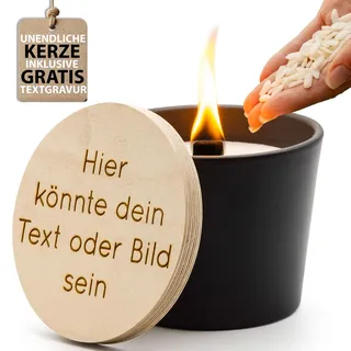 MAJVI Wachsfresser mit personalisierter Gravur: Umweltfreundlicher Wachsfresser in Schwarz – Durchmesser 12cm | nachhaltiges Recycling von Kerzenwachs | Outdoor Tischfeuer | Topffackel