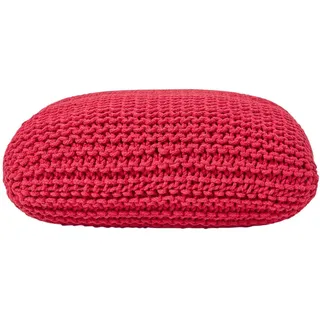 Homescapes Strick-Pouf, Rot, Textil, Uni, Quadratisch, 70x20x70 cm, Wohnzimmer, Hocker, Poufs