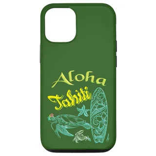 Hülle für iPhone 13 Aloha Tahiti Design Schildkröte Surfbrett Krabbe Hibiskus