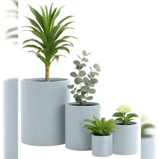 CLP Pflanzkübel rund 4er Set Ø 30 x 30 cm Grau