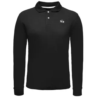 La Martina Langarm-Poloshirt XMP004 Herren Langarmshirt, Shirt, Poloshirt, Polohemd, Sportshirt schwarz M (48)