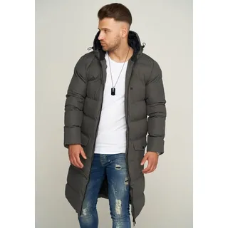 SOULSTAR Parka mit Kapuze als Langer Steppmantel - Winterjacke S2KANSK Herren warmer Wintermantel Pufferjacke Steppjacke grau L