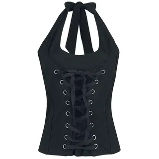 Black Premium by EMP Damen schwarzes Neckholder-Top mit Schnürung M - M