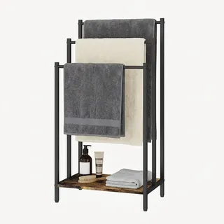 Relaxdays Handtuchständer mit Ablage Dunkelbraun/Schwarz