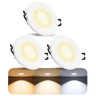 SSC-LUXon LED Außen-Deckenleuchte BEDA Einbaustrahler IP65 flach mit wechselbarem LED Modul 230V, Neutralweiß, Warmweiß, Tageslichtweiß weiß