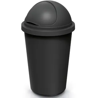 Keden® Mülleimer Küche 50L mit Schiebedeckel 100% Recycelter Kunststoff Abfalleimer Büro Müllsackhalterung Papierkorb Biomüll Gelber Sack Schwarz