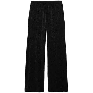 Marks & Spencer Samthose Mit Weitem Bein Und Knitteroptik Damen Schwarz UK 14 (EU 42) - 42W / 31L