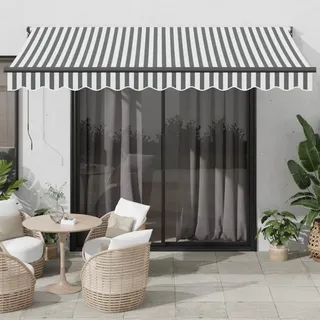 IKAYAA Elektrische markise 350x250 Elektrische Gelenkarmmarkise Markise mit Fernbedienung und Kurbel Sonnenmarkise Sonnenschutz-Anthrazit und Schwarz-350 x 250 cm