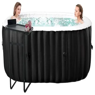 Meulbaty Whirlpool Aufblasbarer Whirlpool für 2 Personen mit Massagedüsen, (1-tlg), für den Außenbereich, 190 x 120 x 66 cm schwarz 120 cm x 190 cm x 63 cm