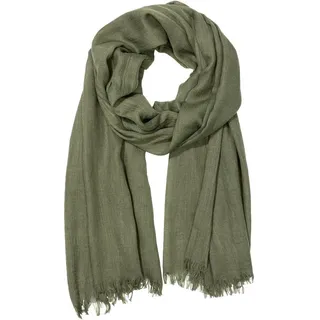 Caspar Modeschal SC514 Damen XL Vintage Schal mit kleinen Fransen grün