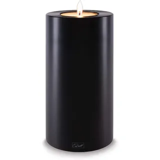 Qult Farluce Trend • Farbe Schwarz • ∅ 10 cm Höhe 21 cm • Teelichthalter in Kerzenform • Kunststoffkerze in Kerzenoptik • Mit Teelichteinsatz • inkl. 1 TLM16 Maxilight Teelicht (für ∅ 10 & 12 cm)