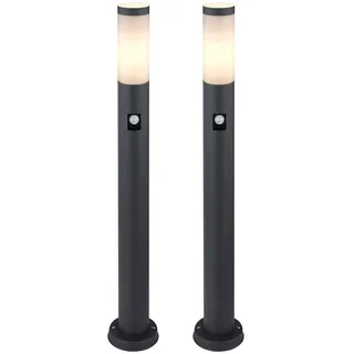 Gartenstehlampe Gartenlampe mit Bewegungsmelder anthrazit Edelstahl E27 Wegeleuchte Garten, 3 Sensoreinstellungen, 1x E27, H 80 cm, 2er Set