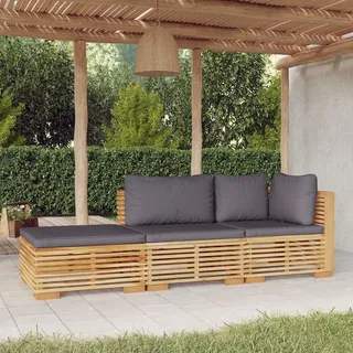 Ankonbej 3-tlg. Garten-Lounge-Set mit Kissen Massivholz Teak