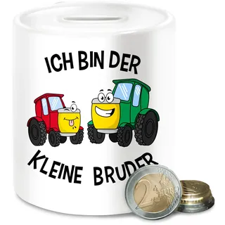 Spardose - Kleiner - Spardosen - Ich Bin der kleine Bruder Traktor - Unisize - Weiß - Little Brother brüder bro Landwirtschaft Geschenk Geschwisterliebe kleinen Lil 2024 gro er für Geburt