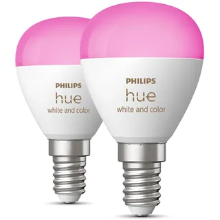 Philips Hue LED-Leuchtmittel E14 White & Color Ambi. Luster Tropfenform 2er-Pack