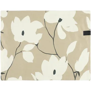 SCHÖNER WOHNEN Hochwertige Stoff Tischsets Beige 2er Pack - 35x50cm Blumen Motiv - Tisch Platzset Baumwolle wendbar- Tischdeko Frühling Ostern - Telleruntersetzer ÖkoTex - Tischunterlage Esstisch