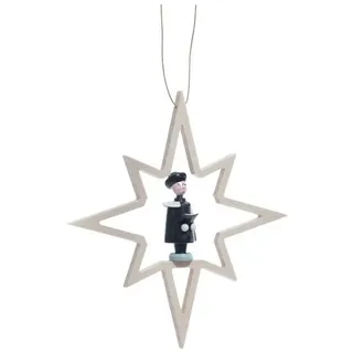 Christbaumschmuck Christbaumschmuck Holzstern mit Kurrendesänger / Buch ø 10 cm NEU bunt