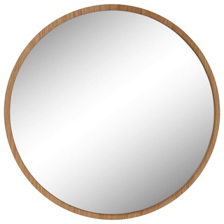 Wandspiegel Agra, Eiche, Holz, Glas, Holzwerkstoff, Eiche, furniert, rund, 75x75x2 cm, Spiegel, Wandspiegel