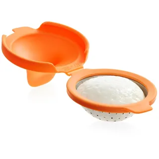 LéKué Eier-Pochierer, Edelstahl, Orange, 9,3 x 11 x 7,5 cm