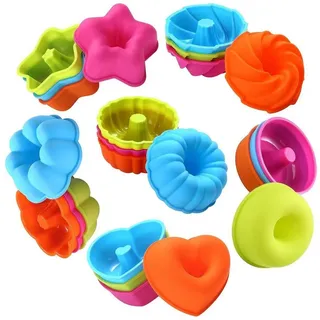 LuxusKollektion Donutform 24Pack Silicone Donut Muffin Baking Cups Pan Safe bunt