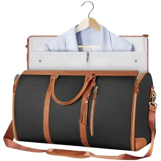 Reisetasche Kleidersack Faltbar - Kleidung Foldybag 2 in 1 Carry on Garment Duffle Bag - Wasserdichter Kleidertaschen Für Damen Und Herren - Umwandelbarer Handgepäck Anzugtasche Für Reise (Schwarz)