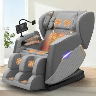 Massagesessel, Ganzkörper-Massagesessel mit 16 Massagerollen, 8 Airbags, Lendenwirbelheizung, Wadenroller- und Airbag-Massage