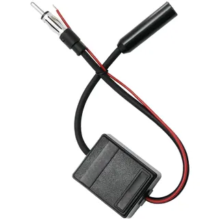 Retoo Autoradio Antennenverstärker, Universell 12V Auto FM Signal Verstärker mit Hohe Verstärkung 16 dB, Geringes Rauschen, Kompatibel für DAB, AM LM-Verstärkung mit DIN Adapter