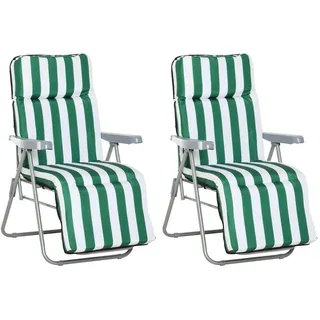 Outsunny Sonnenliege 60 x 75 x 102 cm Grün/Weiß