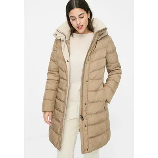 Fuchs Schmitt "Steppkurzmantel", Damen, Gr. 44, braun (beige), Web, Obermaterial: 100% Polyester, clean, unifarben, regular fit lang, Rundhals, eingesetzt gerader Abschluss, Mäntel Steppmantel, mit Kapuze