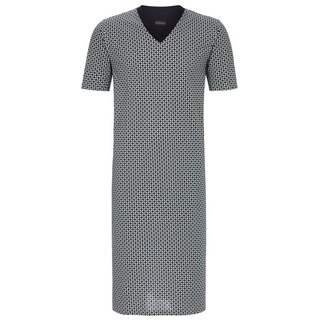 Ringella Nachthemd Herren Nachthemd mit V Ausschnitt und kurzem Arm (1-tlg) Baumwolle blau 56