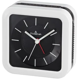 Dugena Quarzwecker 4460952, schleichende Sekunde, mit Weckzeiger, Weckwiederholung, LED-Zifferblattbeleuchtung, ansteigendes Wecksignal, Maße 95 x 95 x 45 mm