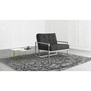 s-style möbel Loungesessel 84 x 81 x 89 cm Schwarz/Silber mit Polyetherschaumkern
