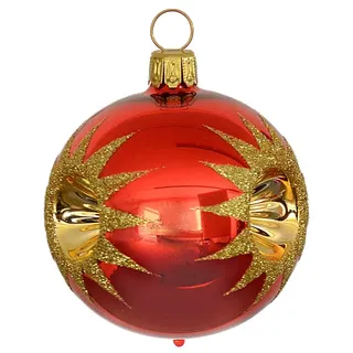 Thüringer Weihnacht 52-042 Christbaumkugel mit 3 Reflex, 6 cm, rot, Reflex Gold, 3 Stück
