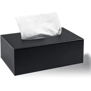 NIXRET Kosmetiktücherbox 25 * 13 * 9 cm Acryl Tissue Dispenser | Tissue-Box mit magnetischer Abdeckung für Esszimmer, Bad, Schlafzimmer, Auto, Büro, Matt Schwarz