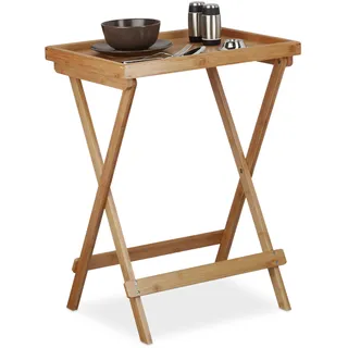 Relaxdays Tabletttisch Bambus braun rechteckig 50,0 x 38,5 cm, 1 St.