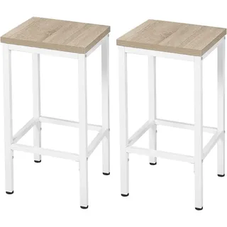 EUGAD Barhocker (Set, 2 St), industriell Barstuhl mit Fußstütze aus Holzwerkstoff beige