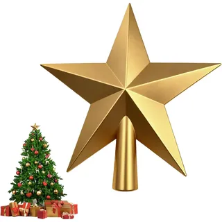 Christbaumspitze Gold Stern – Weihnachtsbaumspitze Glitzer 20cm | Bruchfeste Tannenbaumspitze Gold für Elegante Deko | Leichte Baumspitze Weihnachten aus Kunststoff, Wiederverwendbar
