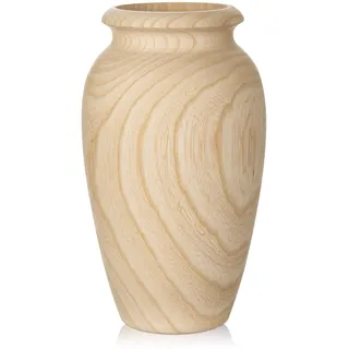 25CM Große Blumenvase Holzvase, Dekorative Vasen für Kunstblumen Blumengesteck, Dekovase aus Holz mit Plastikeinsatz, Öffnung - Ø 8.5 cm
