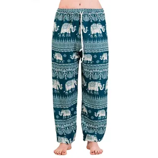 PANASIAM Haremshose Muckhose aus feiner natürlicher Viskose bequeme Haremshose für Damen leichte Sommerhose mit Seitentaschen Aladinhose blau