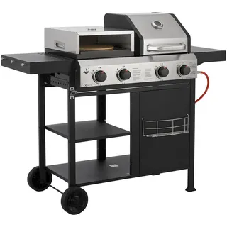 El Fuego 3in1 Kombigrill "Boston" Gasgrill, Pizzaofen und Edelstahl-Plancha