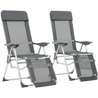 vidaXL Klappbare Liegestühle 2 Stk. 200 x 65 x 40 cm Grau