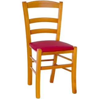 Stuhl Aus Kirschholz Mit Roter Sitzfläche