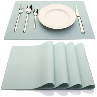 IYYI Silikon Tischsets,Tischsets für Kinder,Tischsets für Esstisch,wasserdichte hitzebeständige rutschfeste Küche Leicht zu reinigen,4er-Set (Blau)