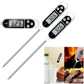 Olotos Kochthermometer Digital LCD Thermometer Bratenthermometer Fleischthermometer, Küchenthermometer für Küche, Kochen, Grill, BBQ, Lebensmittel, Fleisch weiß